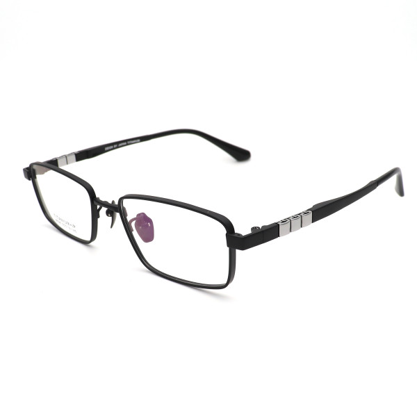 Olet Prescription Glasses Titanium Eyeglasses Black Rectangle Frame Large Size for Men LP8036C2