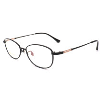 Olet Prescription Glasses Titanium Eyeglasses Black Oval Frame Medium Size for Women LP8009C1