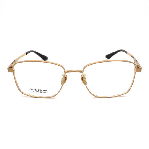 Olet Prescription Glasses Titanium Eyeglasses Gold Square Frame Large Size for Men LP8037C1