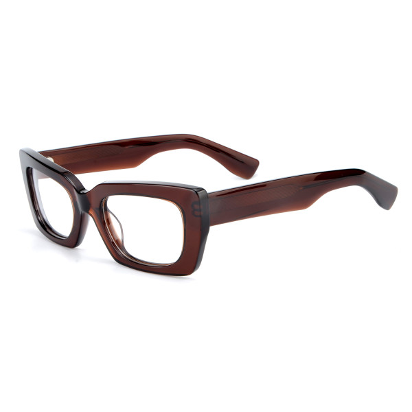 Olet Prescription Glasses Thick Acetate Eyeglasses Brown Trendy Rectangle Frame Small Size TA1082C4