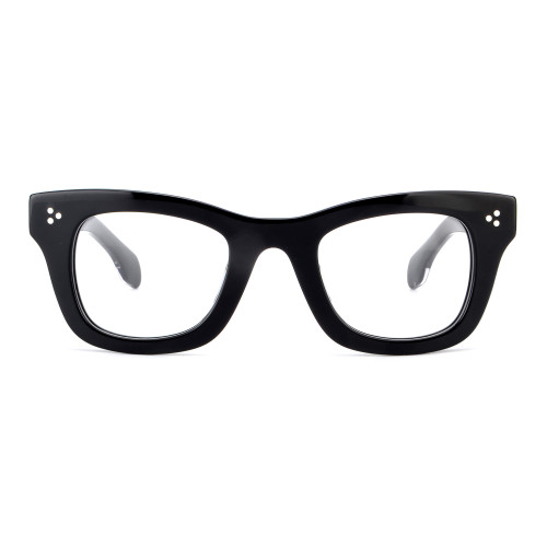 Olet Prescription Glasses Thick Acetate Eyeglasses Black Square Frame Medium Size TA1087C1