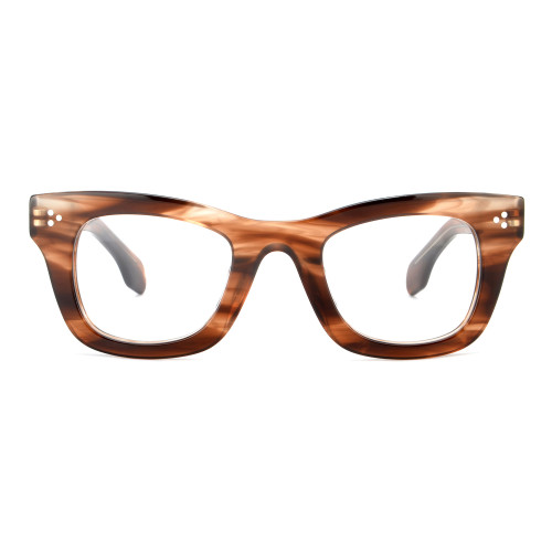 Olet Prescription Glasses Thick Acetate Eyeglasses Brown Square Frame Medium Size TA1087C2