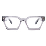 Olet Prescription Glasses Thick Acetate Eyeglasses Clear Grey Geometric Frame Medium Size TA1070C2