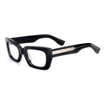 Olet Prescription Glasses Thick Acetate Eyeglasses Black Trendy Rectangle Frame Small Size TA1082C1