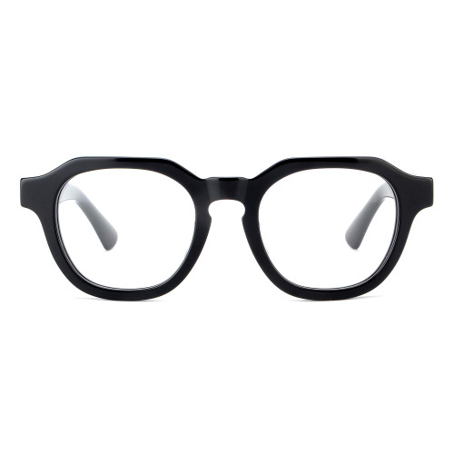 Olet Prescription Glasses Thick Acetate Eyeglasses Black Trendy Round Frame Small Size TA1093C1