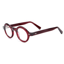 Olet Prescription Glasses Thick Acetate Eyeglasses Burgundy Vintage Round Frame Small Size TA1114C2