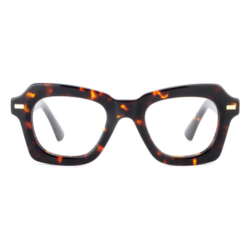 Olet Prescription Glasses Thick Acetate Eyeglasses Tortoise Geometric Frame Medium Size TA1079C2