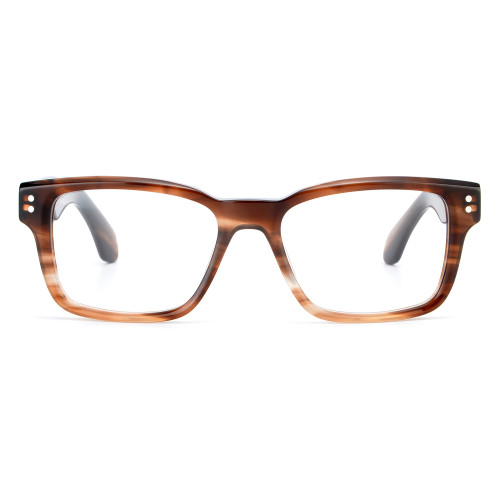 Olet Prescription Glasses Thick Acetate Eyeglasses Brown Square Frame Medium Size TA1074C2