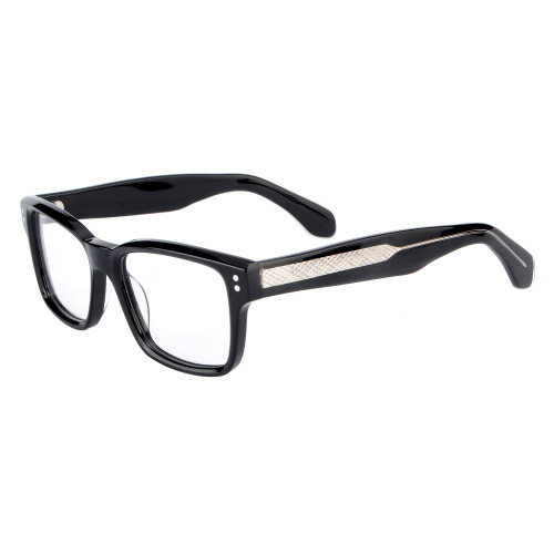 Olet Prescription Glasses Thick Acetate Eyeglasses Black Square Frame Medium Size TA1074C1