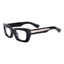 Olet Prescription Glasses Thick Acetate Eyeglasses Black Trendy Rectangle Frame Medium Size TA1102C1