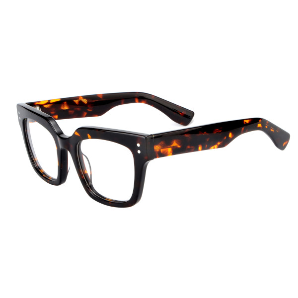 Olet Prescription Glasses Thick Acetate Eyeglasses Tortoise Trendy Square Frame Medium Size TA1090C2