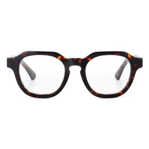 Olet Prescription Glasses Thick Acetate Eyeglasses Tortoise Trendy Round Frame Small Size TA1093C2
