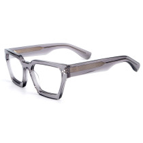 Olet Prescription Glasses Thick Acetate Eyeglasses Clear Grey Geometric Frame Medium Size TA1070C2