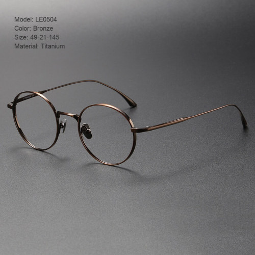 Progressive Lens Glasses - Round Titanium Eyeglasses Frame LE0504 - Medium Size