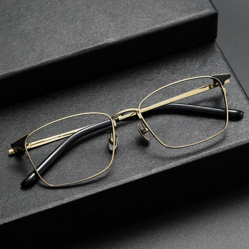 Progressive Eyeglasses - Rectangle Titanium Glasses Frame LE0481 - Large Size
