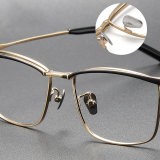 Lens Progressive Glasses - Browline Titanium Eyeglasses Frame LE0472 - Large Size