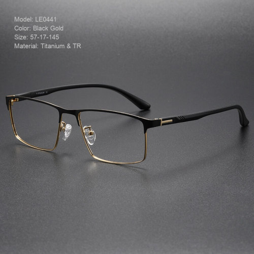 Multifocal Progressive Glasses - Browline Titanium Eyeglasses Frame LE0441