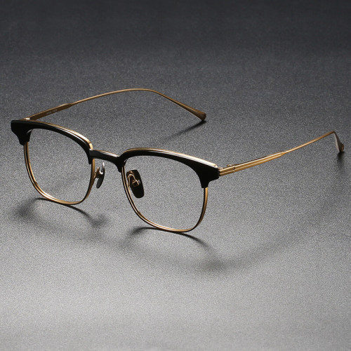 Multifocal Glasses - Browline Titanium Eyeglasses Frame LE0331 - Medium Size