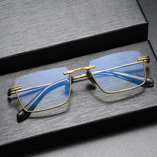Multifocal Eyeglasses - Half Rim Titanium Glasses Frame LE0316 - Large Size
