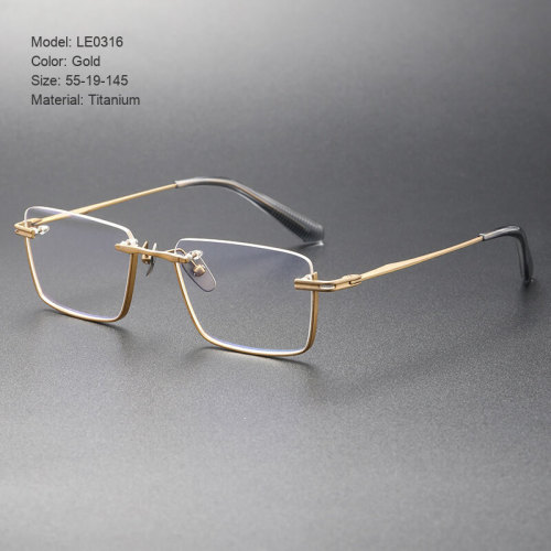 Multifocal Eyeglasses - Half Rim Titanium Glasses Frame LE0316 - Large Size