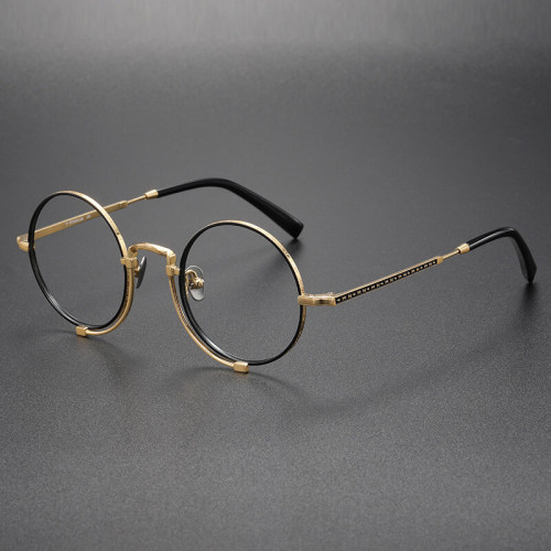 Best Frames for Progressive Glasses - Round Titanium Eyeglasses LE0023 - Medium Size
