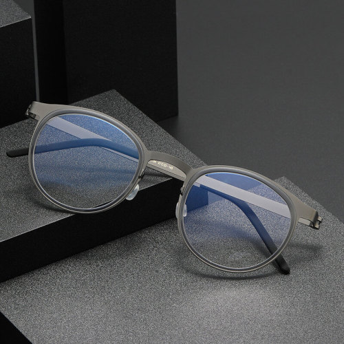 Best Progressive Readers - Round Titanium Glasses Frame LE0242 - Medium Size