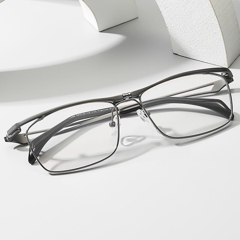Flip Up Glasses LE0031 - Gold Rectangle l Titanium Design Flip Up Glasses LE0031 - Gold Rectangle l Titanium Design