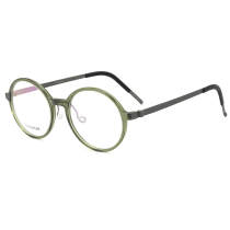 Olet Prescription Glasses Acetate & Titanium Round Eyeglasses Medium Size LT1827