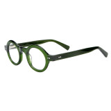Olet Prescription Glasses Thick Acetate Eyeglasses Green Vintage Round Frame Medium Size TA1114C3