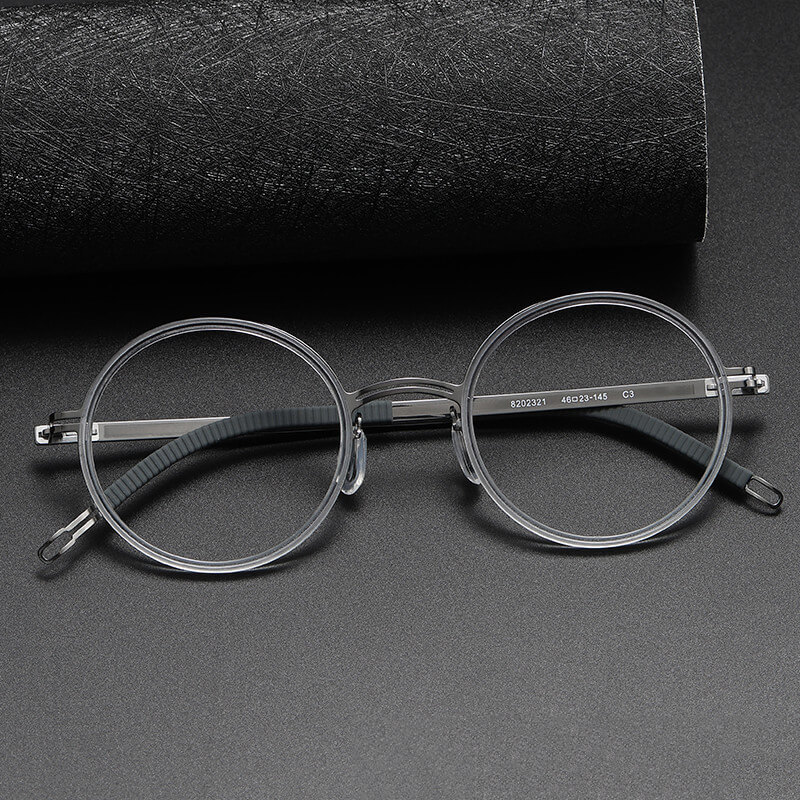 Black Frame Glasses LE1092 Round Titanium Prescription Eyewear