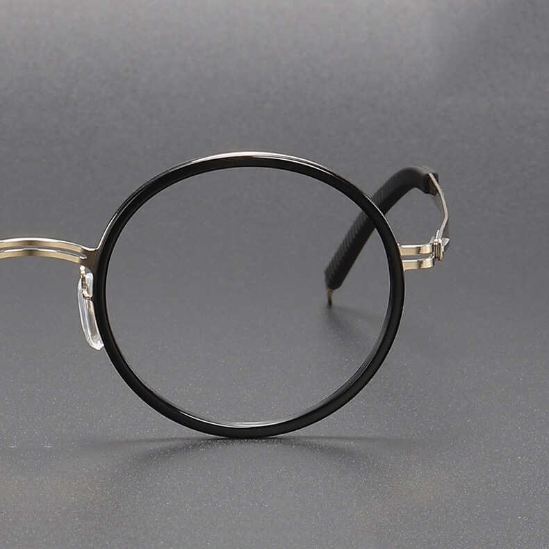 Black Frame Glasses LE1092 - Round Titanium Prescription Eyewear display picture 2