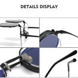 Large Silver Oval Titanium Flip Up Reading Glasses LE0378 - Sleek & Versatile