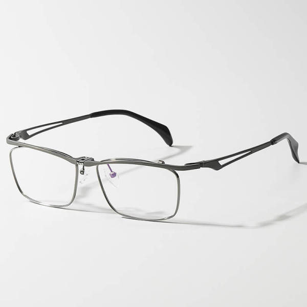 Gunmetal Oval Titanium Flip Up Reading Glasses LE0031 - Durable & Stylish