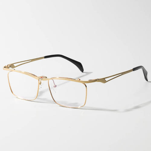 Gold Rectangle Titanium Flip Up Glasses LE0031 - Elegant & Functional
