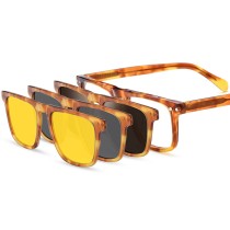 Tortoiseshell Square Acetate Glasses with Clip On Sunglasses LE0776 - Classic Elegance