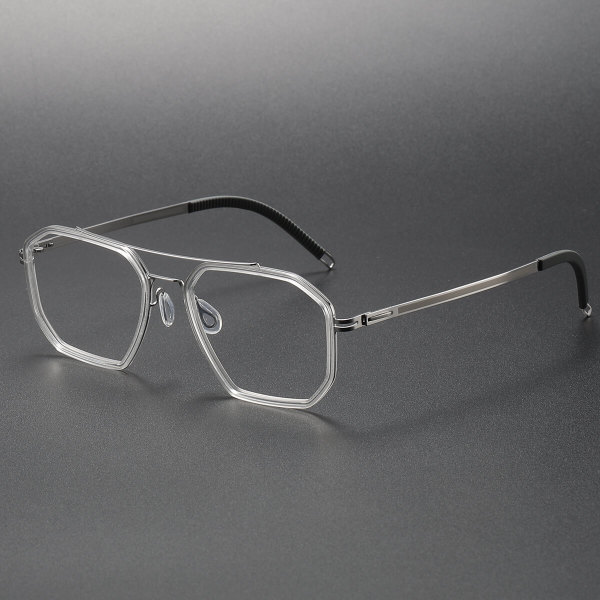 Clear Blue Light Titanium Geometric Glasses Frames LE1072 - Modern & Protective