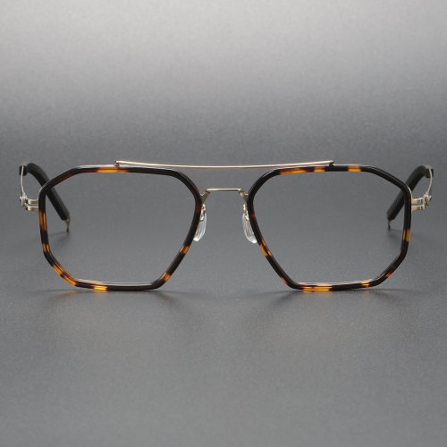 Tortoise Geometric Titanium Night Driving Glasses LE1072 - Safe & Stylish