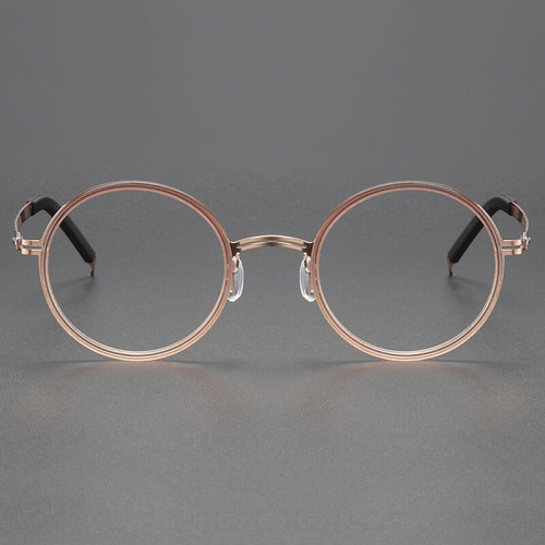 Clear Pink Round Titanium Prescription Glasses LE1092 - Fashionably Chic