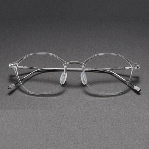Clear Oval Plastic & Titanium Prescription Eyeglass Frames LE1099 - Sleek & Versatile