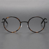 Tortoiseshell Round Titanium Prescription Glasses LE1092 - Classic Elegance