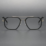 Black Frame Geometric Titanium Reading Glasses LE1072 - Sharp & Contemporary