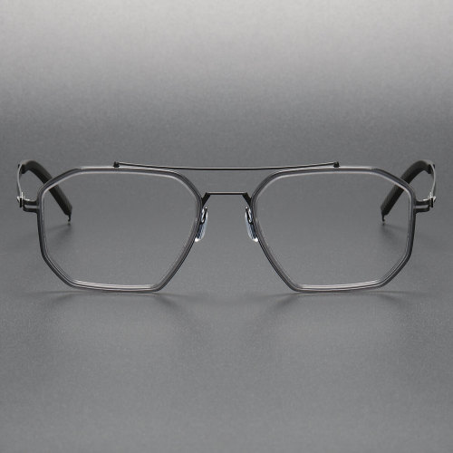 Computer Glasses with Clear Geometric Titanium Frames LE1072 - Tech-Savvy & Stylish