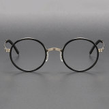 Black Frame Round Titanium Prescription Glasses LE1092 - Sleek & Sophisticated