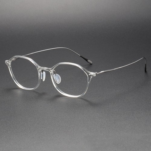 Clear Oval Plastic & Titanium Prescription Eyeglass Frames LE1099 - Sleek & Versatile