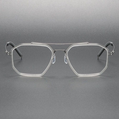Clear Blue Light Titanium Geometric Glasses Frames LE1072 - Modern & Protective