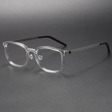 Clear Square Acetate & Titanium Prescription Glasses Frames LE1101 - Sleek & Durable