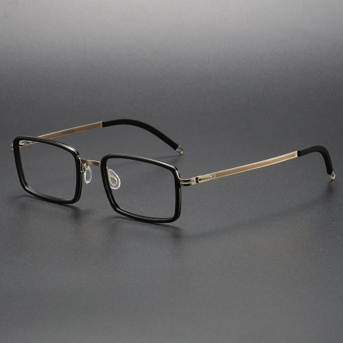 Black Rectangle Titanium Blue Light Glasses with Frames LE1093 - Modern Protection