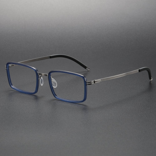 Blue Progressive Reading Glasses with Rectangle Titanium Frames LE1093 - Advanced & Stylish