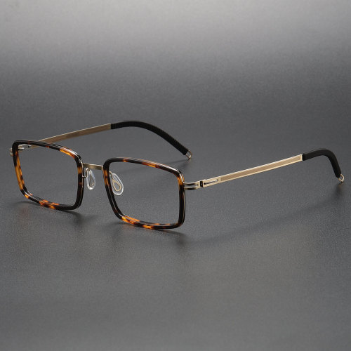 Tortoise Rectangular Titanium Bifocal Glasses Frames LE1093 - Classic & Functional