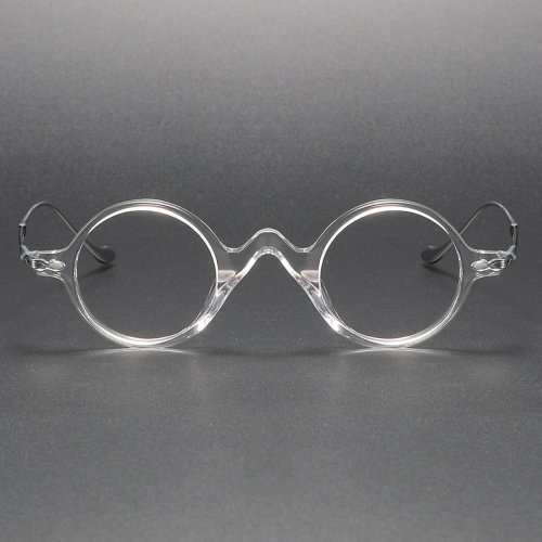 Transparent Round Acetate & Titanium Prescription Glasses LE1100 - Vintage Elegance